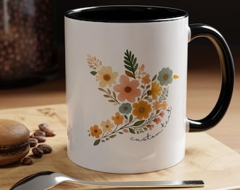 Personalized Bird Lover Coffee Mug, Bird Nerd Floral Coffee Cup, Gift for Bird Lover, Bird Watcher Gift, Gift for Coffee Lover, Floral Bird