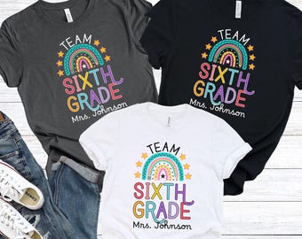 Personalized Sixth Grade Teacher Shirt, Custom Sixth Grade Team Tshirts, Back to School Teacher Tee, 6th Grade Crew T-Shirts, School Shirt