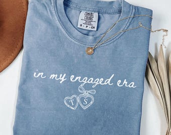 Future Mrs Engagement Shirt: Custom In My Engaged Era Coquette Locket Comfort Colors Personalized Bride To Be Shirt