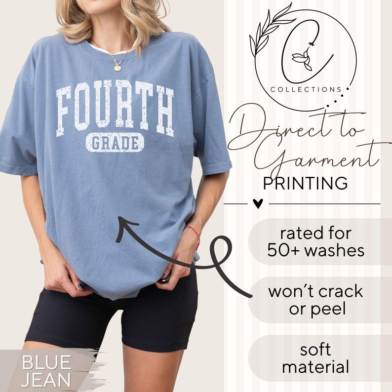 Fourth Grade Teacher Shirt, Comfort Colors Fourth Grade Team Tee, Personalized 4th Grade Back to School Shirt, Fourth Grade Group Matching Blue Jean