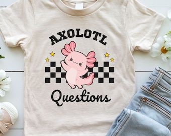 Kids Axolotl Shirt, Cute Axolotl Tshirt, Family Matching Axolotl Theme Tshirts, Girls Axolotl Animal T-Shirt, Axolotl Questions T-Shirt