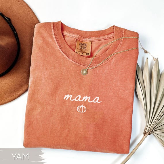 Halloween Mama Shirt, Comfort Colors Halloween Pumpkin Mama TShirt, Halloween Mom Gift, Minimalist Mama Fall Shirt, Mama Halloween T-Shirt