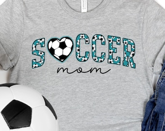 Soccer Mom Shirt, Soccer Mama Gift, Sports Mom T-Shirt, Gift for Mother's Day, Gift for Mom, Sports Tee for Mom, Blue Soccer Design