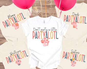 Kids Birthday Party Shirt, Axolotl Birthday Party, Family Matching Birthday Tshirts, First Birthday Party Tees, Cute Axolotl Party Shirt