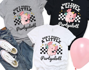 Kids Birthday Party Shirt, Axolotl Birthday Party, Family Matching Birthday Tshirts, Girls Birthday Party Tees, Cute Axolotl Theme Party Tee