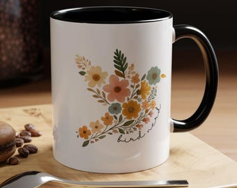Bird Lover Coffee Mug, Bird Nerd Floral Coffee Cup, Gift for Bird Lover, Bird Watcher Gift, Gift for Coffee Lover, Floral Bird Mug, Birder