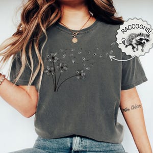 Funny Raccoon Shirt, Comfort Colors® Subtle Raccoon Dandelion TShirt, Fun Feral Raccoon Gift, Trashcore Tee, Wildflower Tee, Dandelion Pepper