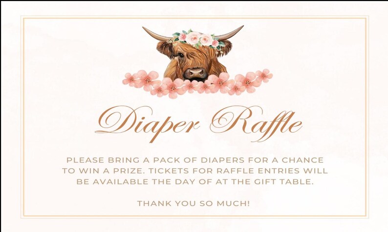 Dancing Cow Raffle Highland Cow Diaper Raffle Digital File - Etsy