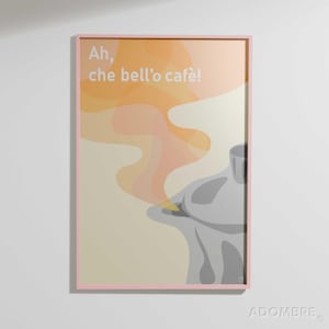 Poster pop, "Ah, che bell'o cafè!", High-Quality Art Print, Italian Music Poster, Gift Poster, Wall Art, adombre