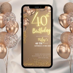 Zaproszenie na 40 urodziny, Zaproszenie na czterdzieste urodziny, 40 rocznica, Zaproszenie SMS, Zaproszenie cyfrowe, edytowalny szablon, Karta urodzinowa na 40 urodziny