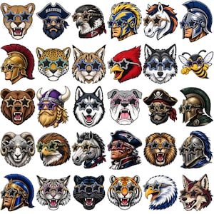 55+ Trendy Mascot Clipart Set, Team Spirit Graphics, School Spirit PNG Bundle