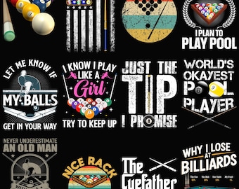 Billiards Png Bundle, Pool Player Png, Billiard Png, Pool Png, Billiards Shirt Design Png , Funny Billiards, 8 Ball Png, Digital Download