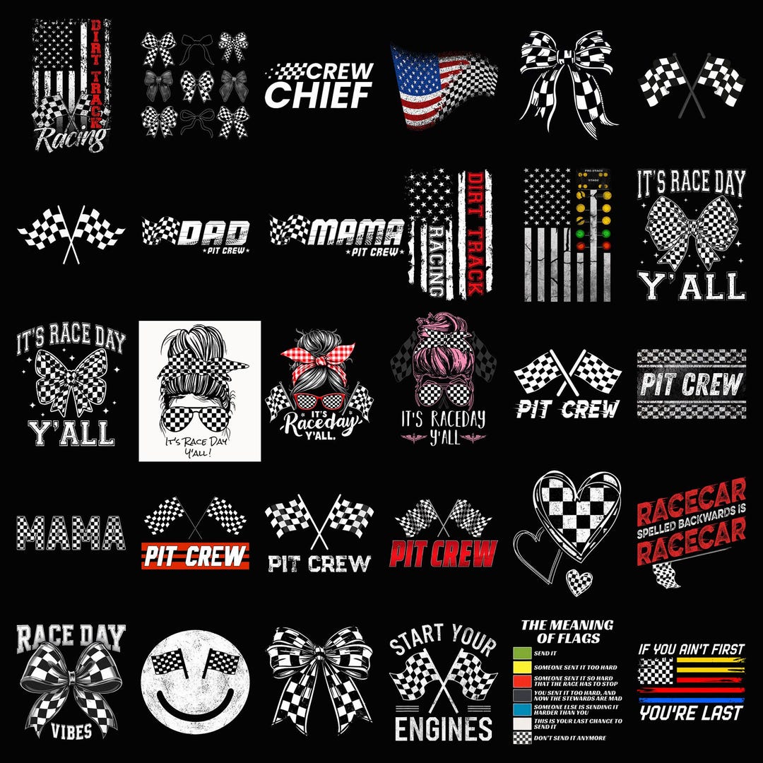 Racing PNG Bundle, Pit Crew Png, Race Day Yall Png, Checkered Flag PNG ...