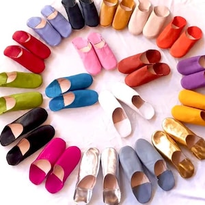 Handmade Moroccan Leather Babouche Slippers: Organic Soft Mules