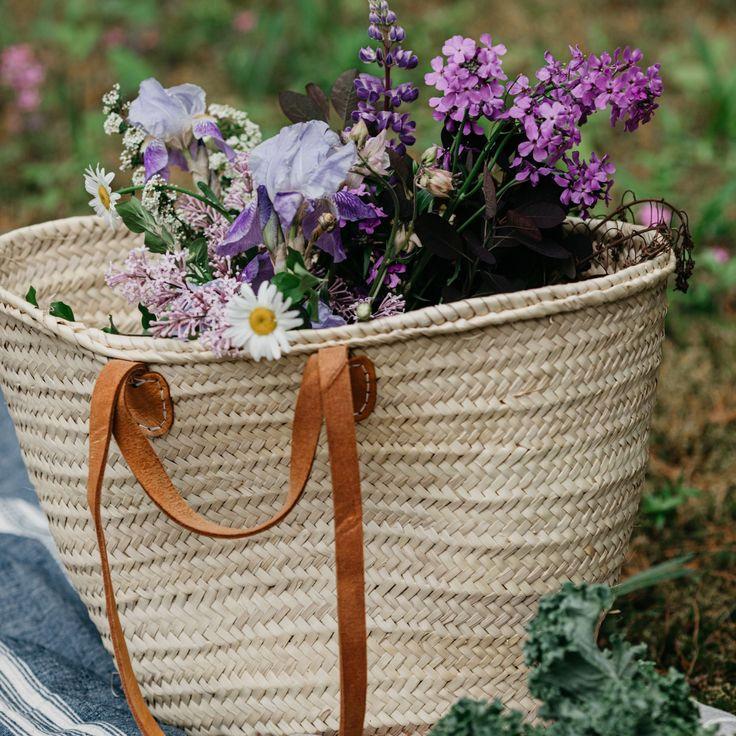 French Market Straw Tote With Leather Handles | Handwoven Moroccan ...