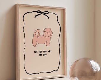 Pudel Hund Wand Kunst | Cooler Hund Kunstdruck | Poster Schleife | Niedliches Hunde Poster | Herunterladbarer Wanddruck