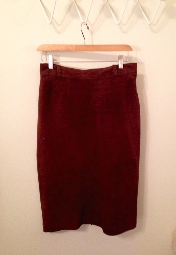 Vintage Suede Leather Pencil Skirt - image 2