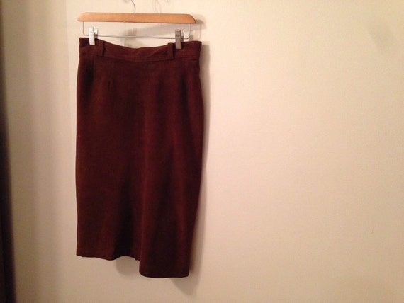 Vintage Suede Leather Pencil Skirt - image 3