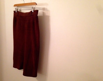 Vintage Suede Leather Pencil Skirt