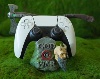 Support pour manette God of War personnalisé PS4/PS5 – Option hache Leviathan et tête de Mimir