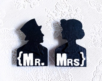 MR. and MRS. Cameo Wooden Fridge Magnets