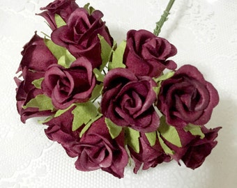 A Bunch of Burgundy Mulberry Roses