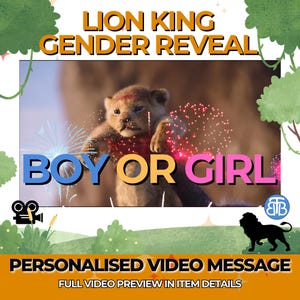 Lion King: gender Reveal-filmaankondiging jongen/meisje, idee gender-onthulling