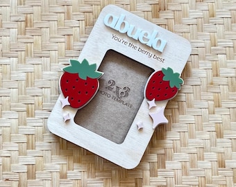 Fridge Magnets Personalized Photo Frame Strawberry Mothers Day Gift for Abuela