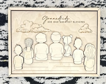 Custom Family Portrait Wall Art Dock with Clouds Background Personalized Grandparents Gifts for Christmas