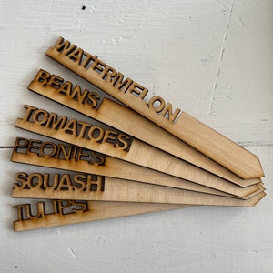 Garden Stakes Wood Laser Cut Custom Garden Labels