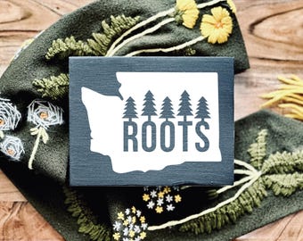 Washington Roots Wood Sign: 5x7 Desk Decor