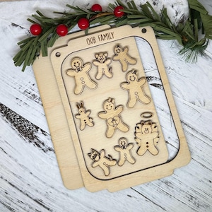 DIY Ornament Kit Laser Cut Wooden Gingerbread Men, Personalized Christmas Gift for Family