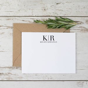 Personalized Stationery, Flat Thank You Cards, Monogram Thank You Notecards, Initial Stationary, Custom Note Cards