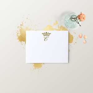 Crown & Initial FLAT or FOLDED Thank You Cards(8pk) Personalized Stationery. Notecard. Personalized. Stationary. Note Card. Stationery.