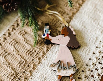 Personalized Ballerina Christmas Ornament, Custom Name Nutcracker