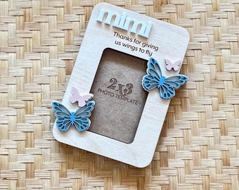 Fridge Magnets Personalized Photo Frame Butterflies Mothers Day Gift for Mimi