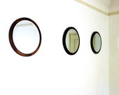 Set of 3. 16" Round Mirror. Floating Mirror. Walnut Mirror. Mid-Century Modern Mirror. 16" x 16". Back to School. Home Decor.