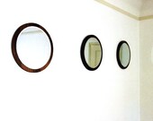 Set of 3. 16" Round Mirror. Floating Mirror. Walnut Mirror. Mid-Century Modern Mirror. 16" x 16". Back to School. Home Decor.