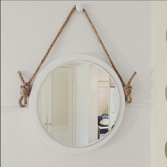 16 Round Mirror Nautical Boathouse Natural Rope Summer Beach House Decor
