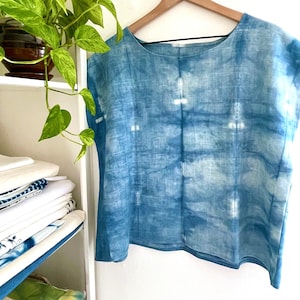 Indigo Linen Box Top - Natural dye