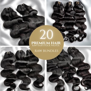 immagini stock di pacchi di capelli grezzi, immagini di extension per capelli, immagini digitali progettate per professionisti dei capelli, pacchi per aziende