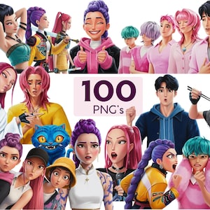 100+ Kpop Demon Hunter PNG, Idol Group, Huntrix png bundle, Saja Boys | Digital Download
