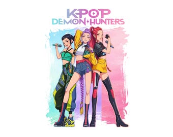 Kpop Huntrix PNG, Demon Hunters Saja Girls, Digital Merch for Kpop