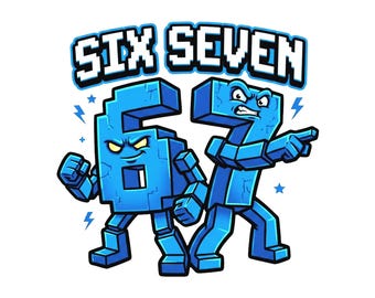 Six Seven Gamer Birthday PNG | Kids Cartoon Style Digital Download
