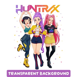 Kpop Huntrix PNG, Demon Hunters Saja Girls & Boys, Digital Merch Pack for Kpop