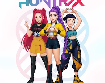 Huntrix Kpop Idol Group PNG, Anime Style (Digital Download)