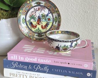 Vintage Japanese Rooster Teacup & Saucer Set | Hand-Painted Porcelain