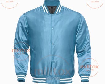 Satin Bomber Jacket - Vintage Letterman Varsity Style