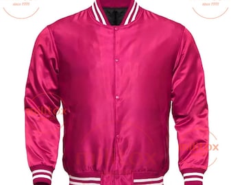 Satin Bomber Jacket - Vintage Varsity Letterman Style