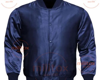 Satin Bomber Jacket - Vintage Varsity Letterman Style